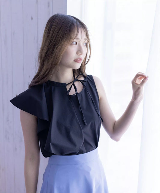 Clear 不規則荷葉邊無袖上衣 4色 [TP342]