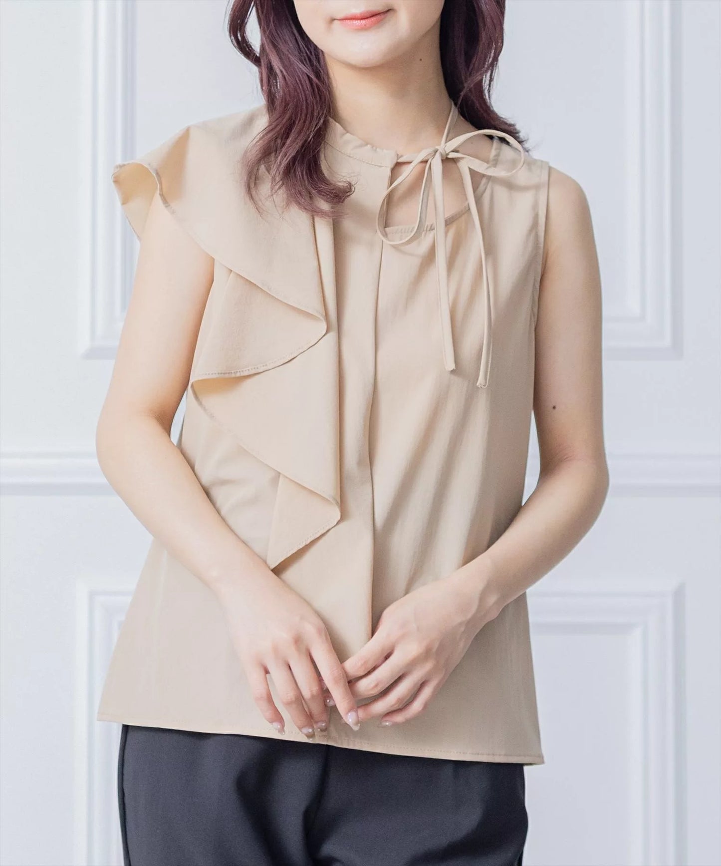 Clear 不規則荷葉邊無袖上衣 4色 [TP342]
