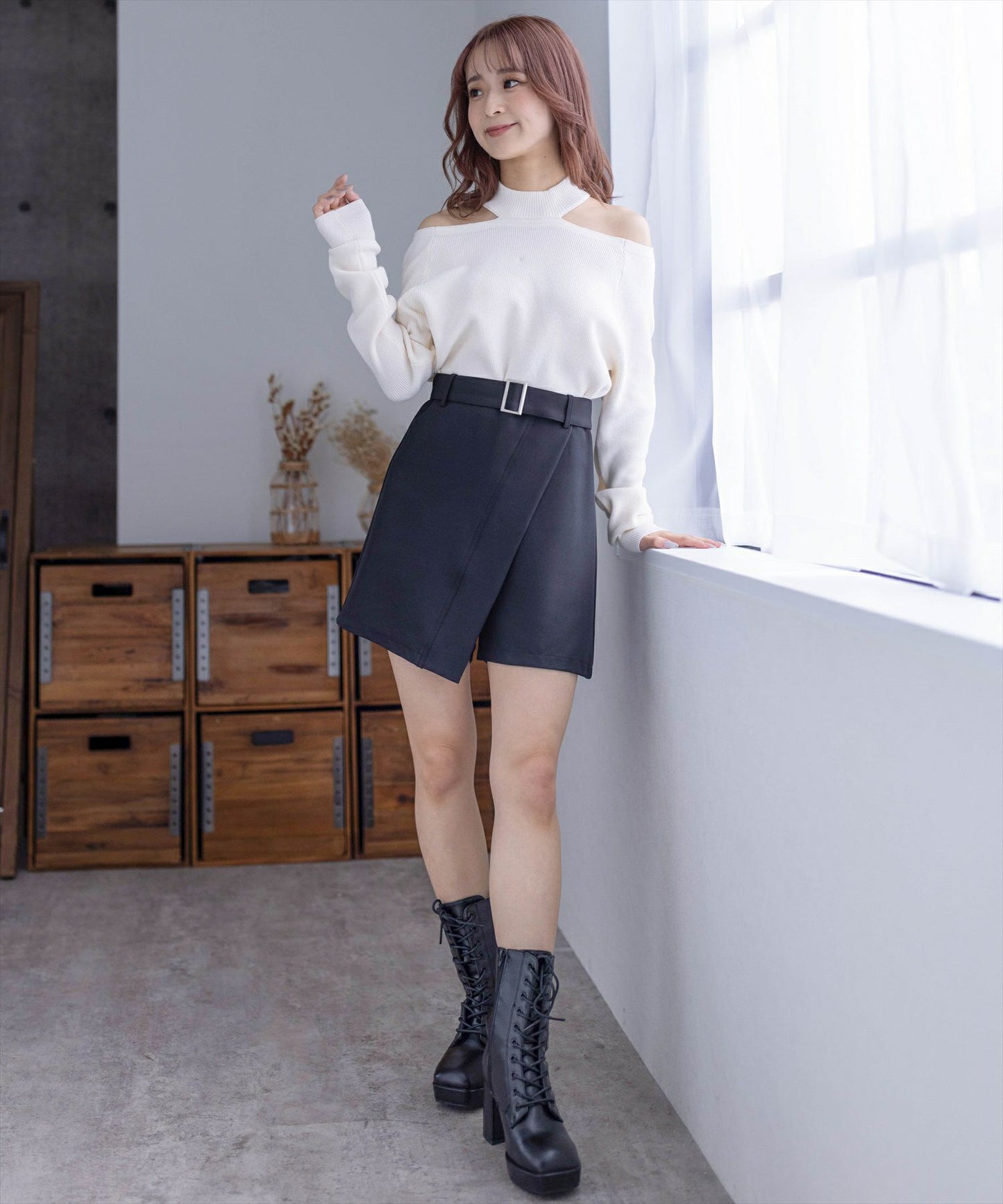 Clear 掛頸露肩針織上衣 [TP133]