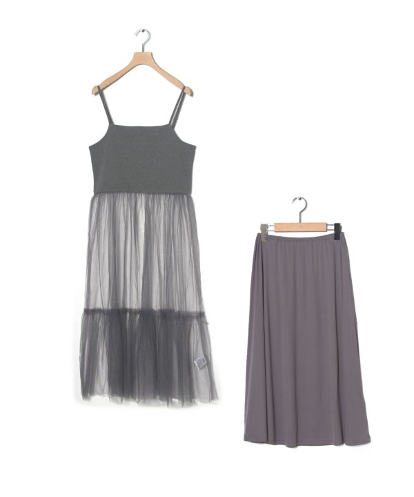 w closet 薄紗吊帶連身裙連內搭半裙 [OP233]