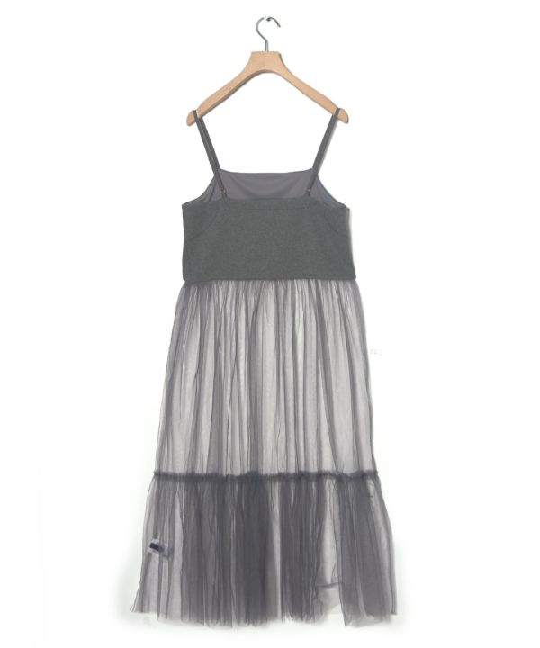 w closet 薄紗吊帶連身裙連內搭半裙 [OP233]