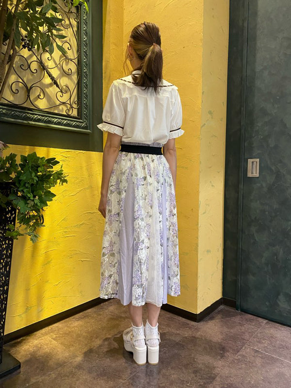 axes femme 前鏤空蕾絲線帶綁帶襯衫 [TP258]