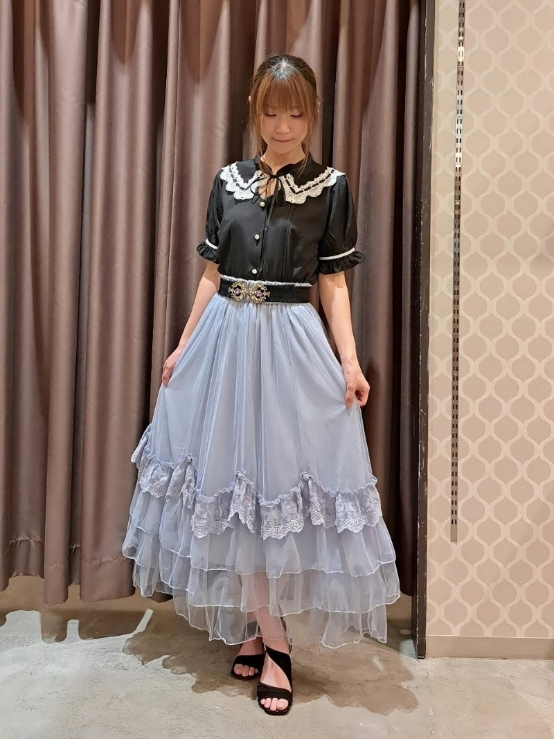 axes femme 前鏤空蕾絲線帶綁帶襯衫 [TP258]