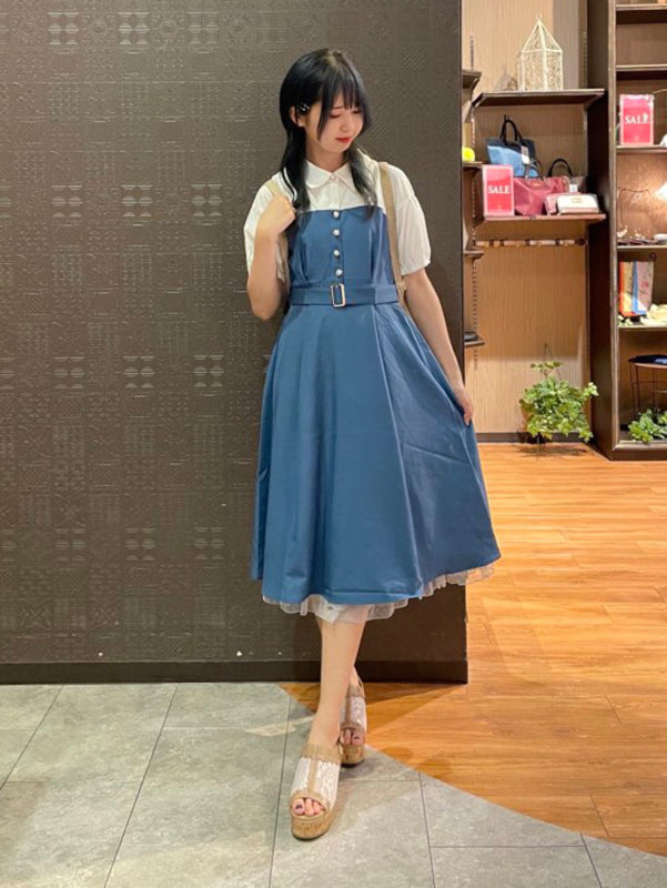 axes femme 附腰帶拼接設計連身裙 2色 [OP266]