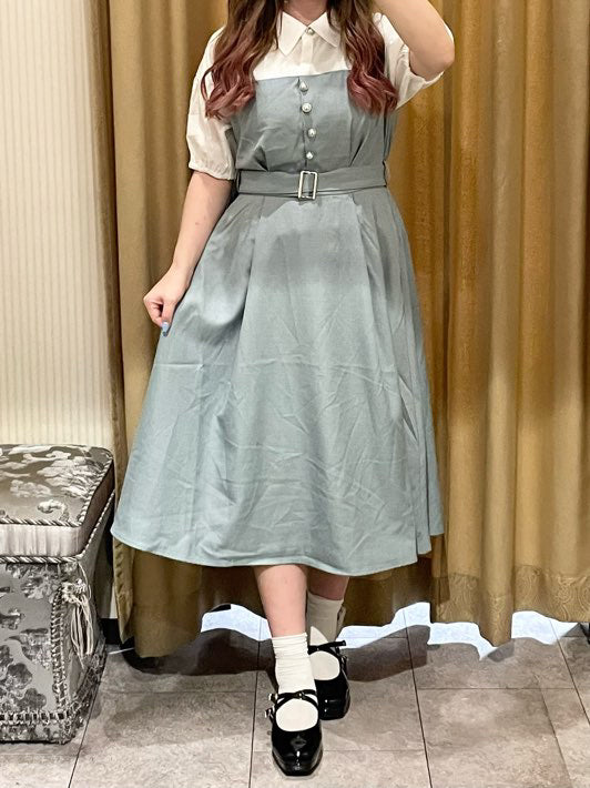 axes femme 附腰帶拼接設計連身裙 2色 [OP266]