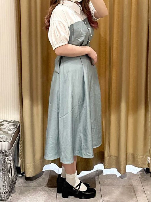 axes femme 附腰帶拼接設計連身裙 2色 [OP266]