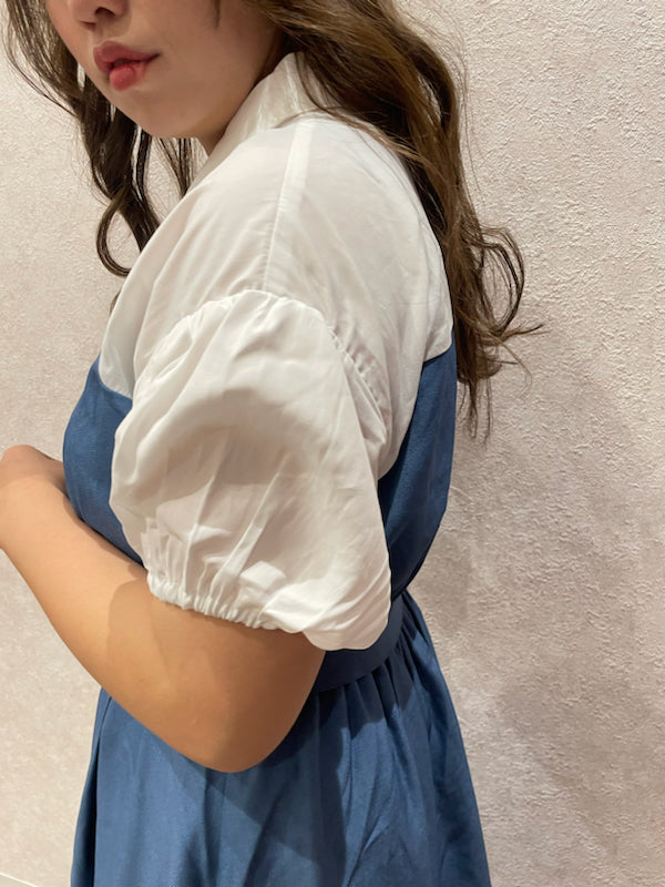 axes femme 附腰帶拼接設計連身裙 2色 [OP266]