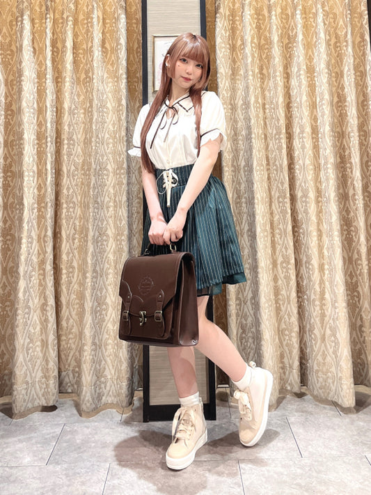 axes femme 前鏤空蕾絲線帶綁帶襯衫 [TP258]