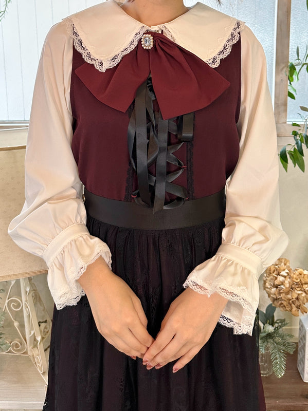 axes femme 德國民族風綁帶蕾絲圍裙連身裙 [OP237]