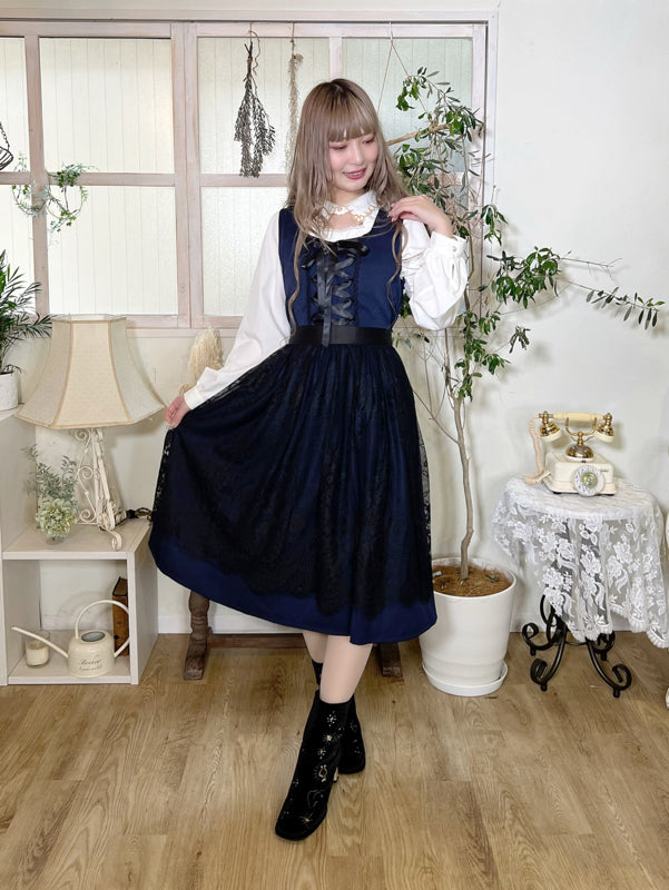 axes femme 德國民族風綁帶蕾絲圍裙連身裙 [OP237]