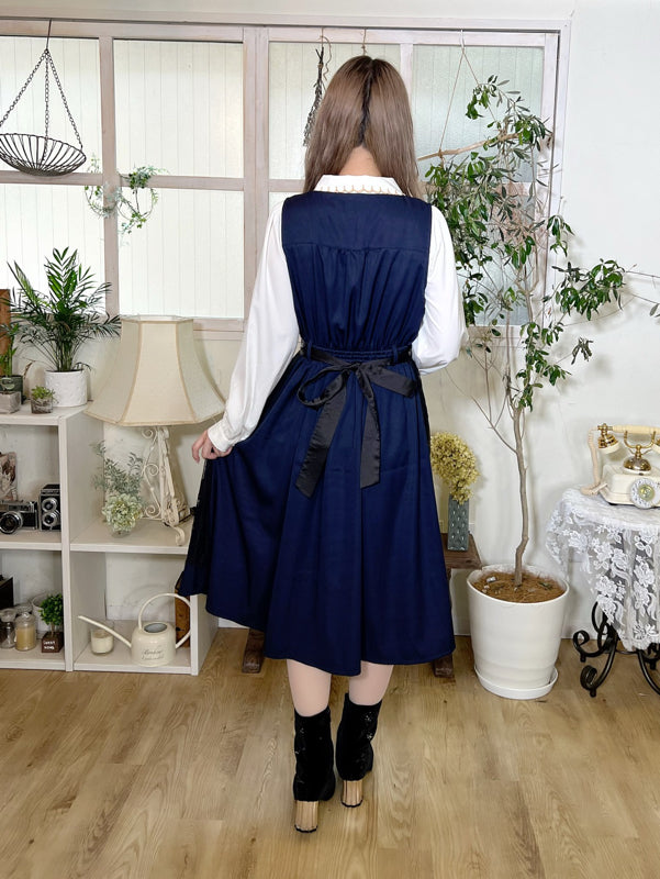 axes femme 德國民族風綁帶蕾絲圍裙連身裙 [OP237]