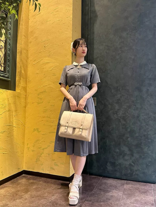 axes femme 學院風領口鏤空連身裙 [OP332]