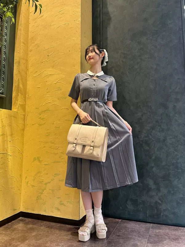 axes femme 學院風領口鏤空連身裙 [OP332]