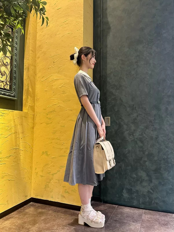 axes femme 學院風領口鏤空連身裙 [OP332]