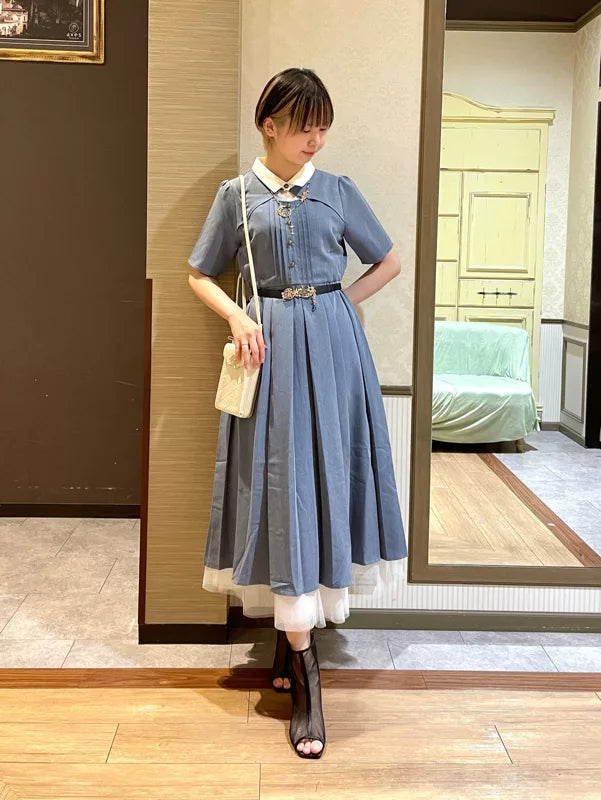 axes femme 學院風領口鏤空連身裙 [OP332]