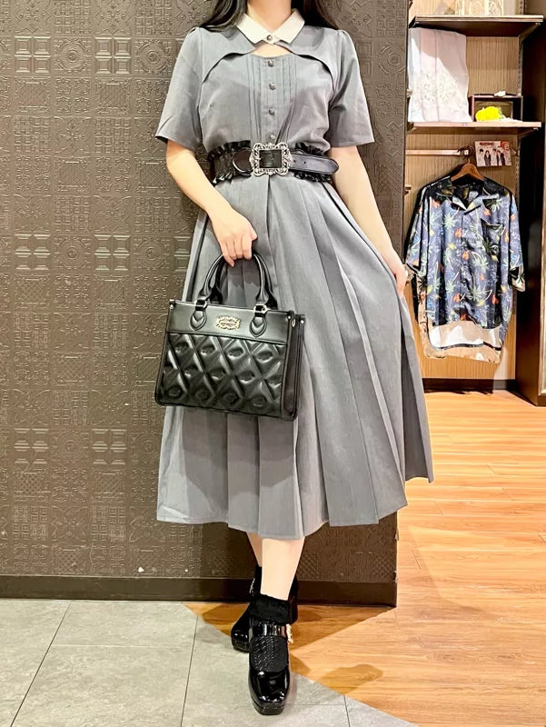 axes femme 學院風領口鏤空連身裙 [OP332]