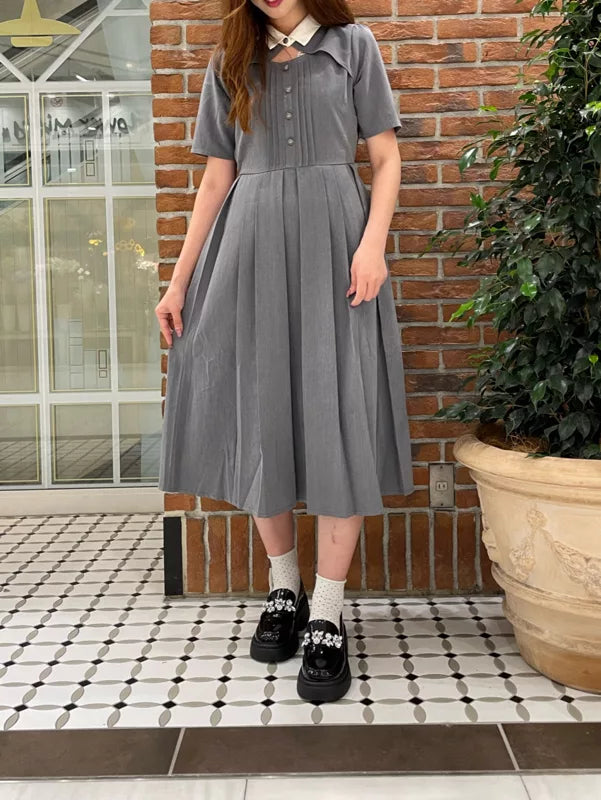 axes femme 學院風領口鏤空連身裙 [OP332]