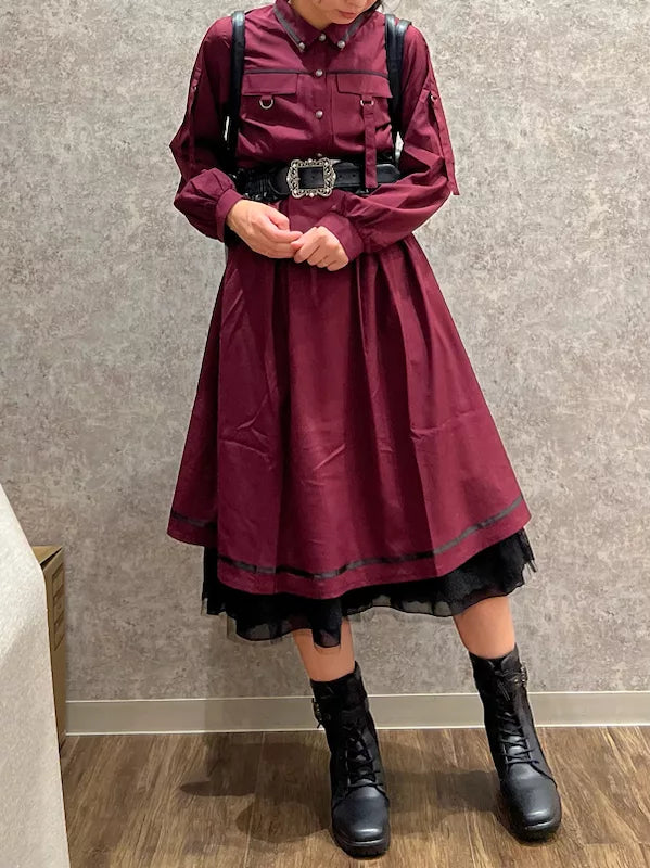 axes femme 軍裝風襯衫連身裙 [OP331]