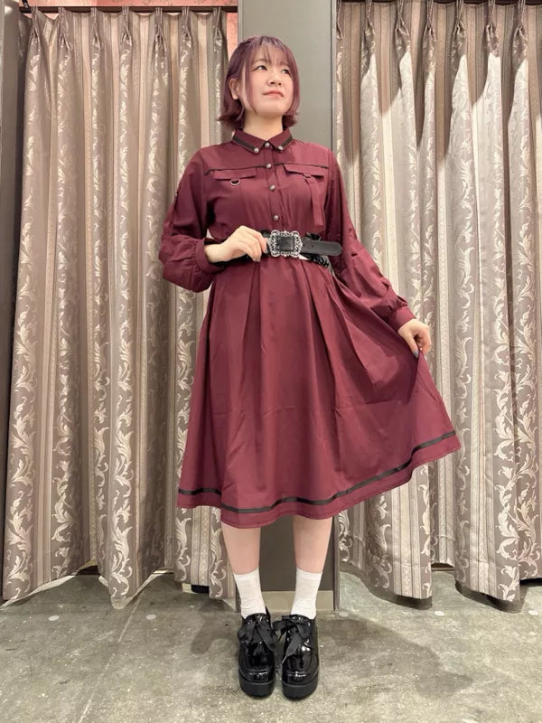 axes femme 軍裝風襯衫連身裙 [OP331]