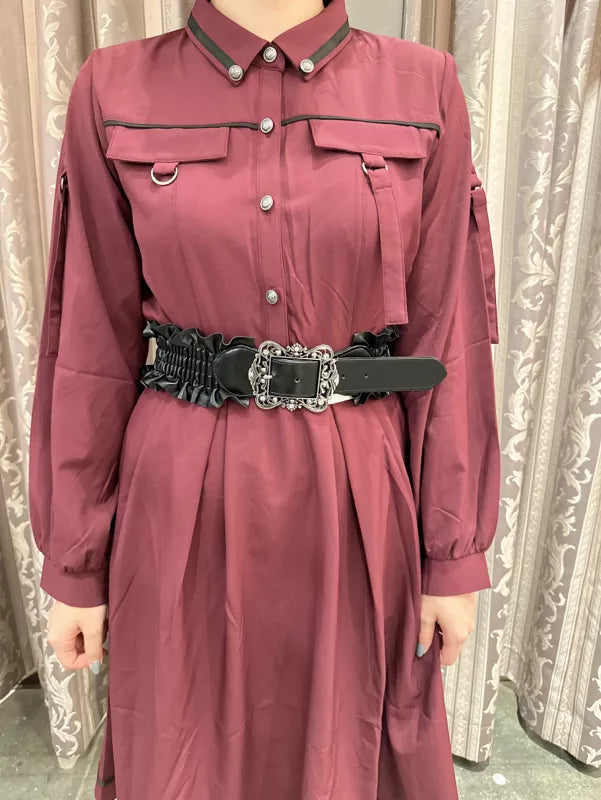 axes femme 軍裝風襯衫連身裙 [OP331]