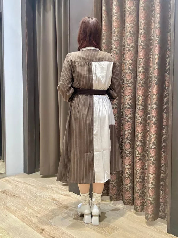 axes femme 領口鏤空雙色不對稱下擺連身裙 [OP333]