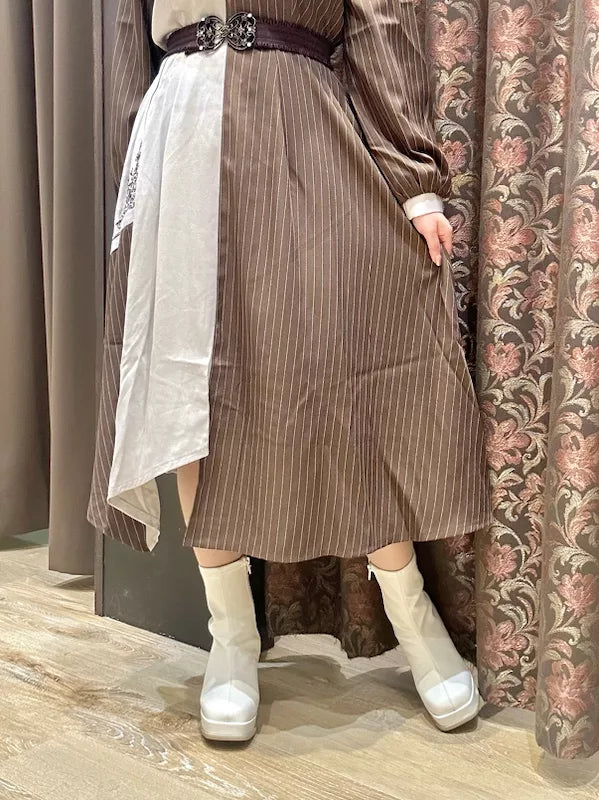 axes femme 領口鏤空雙色不對稱下擺連身裙 [OP333]