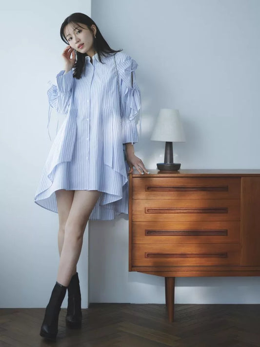 dazzlin 荷葉袖不規則下擺連身裙 [OP324]