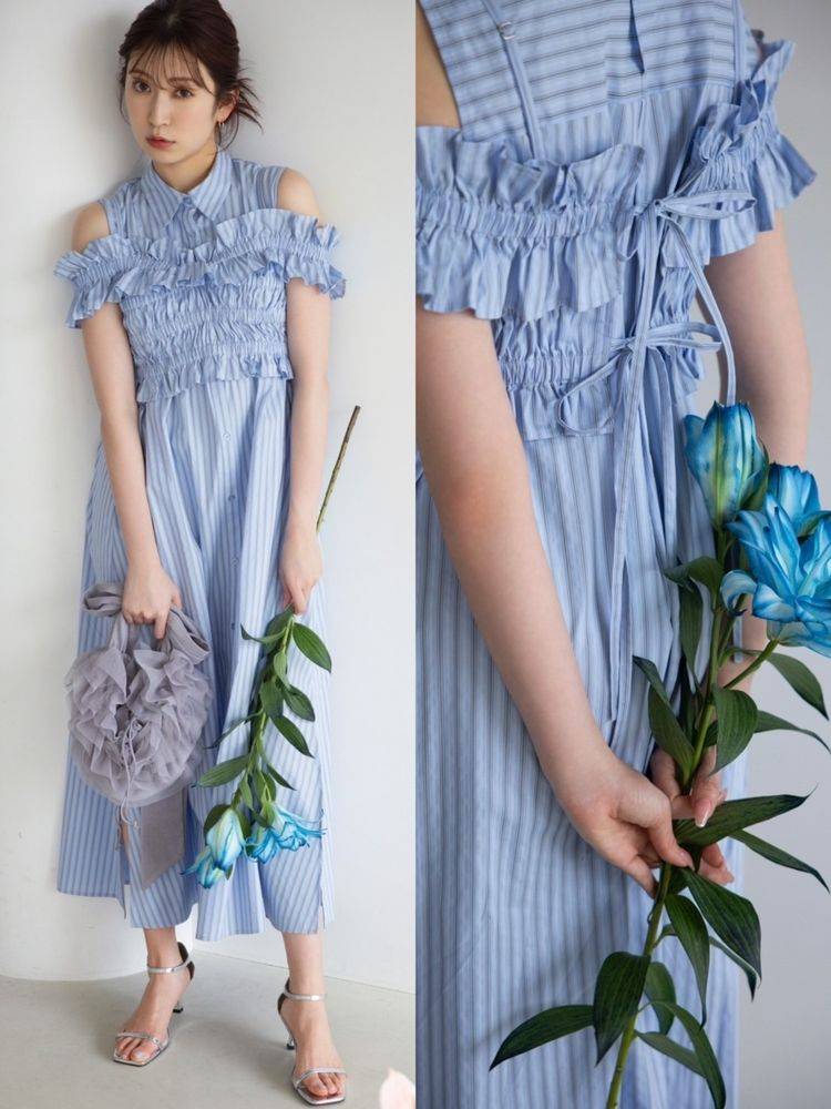 dazzlin Ruffle緊身胸衣襯衫連身裙套裝 2色 [OP284]