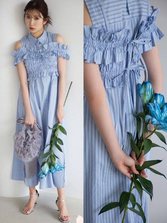 dazzlin Ruffle緊身胸衣襯衫連身裙套裝 2色 [OP284]