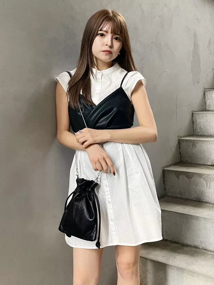 MURUA 緊身胸衣 x 襯衫連身裙套裝 3色 [OP345]