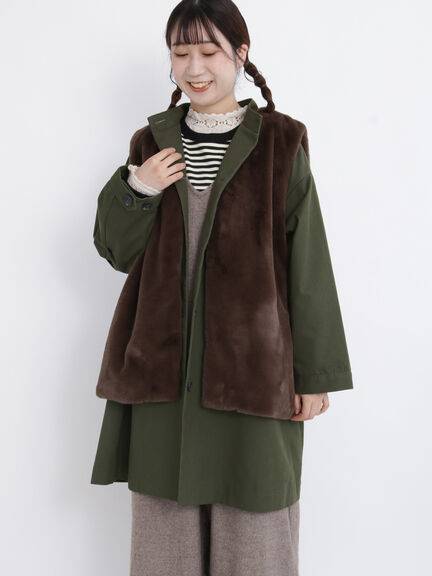 Samansa Mos2 企領大褸x毛毛背心外套 [OT193]