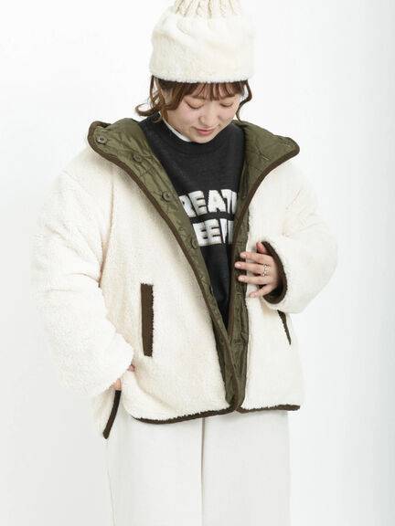 Samansa Mos2 毛毛雙面連帽外套 2色 [OT191]