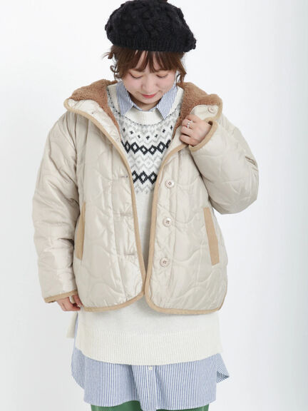 Samansa Mos2 毛毛雙面連帽外套 2色 [OT191]