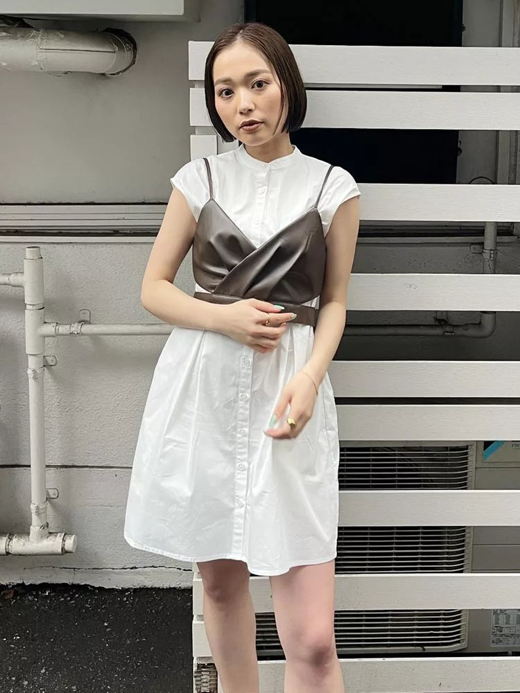 MURUA 緊身胸衣 x 襯衫連身裙套裝 3色 [OP345]