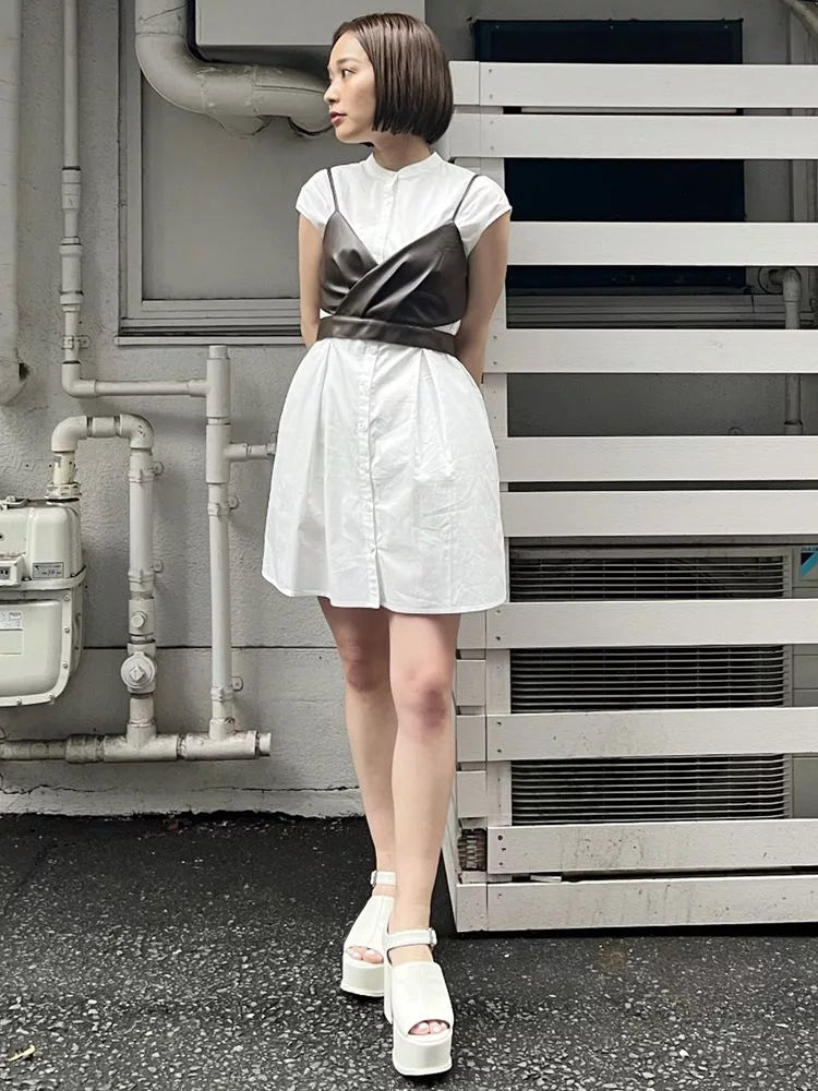 MURUA 緊身胸衣 x 襯衫連身裙套裝 3色 [OP345]