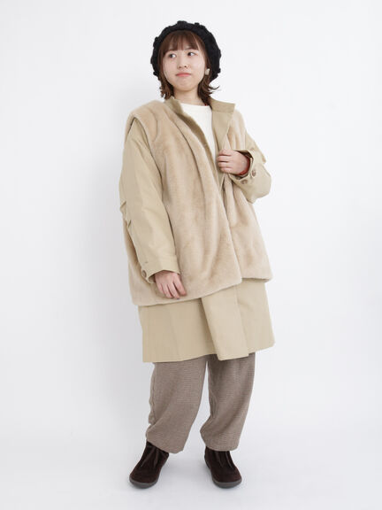 Samansa Mos2 企領大褸x毛毛背心外套 [OT193]