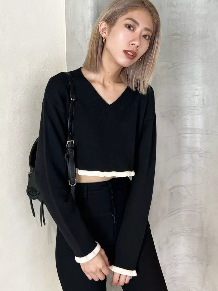 EMODA 拼色短款針織上衣 2色 [TP255]