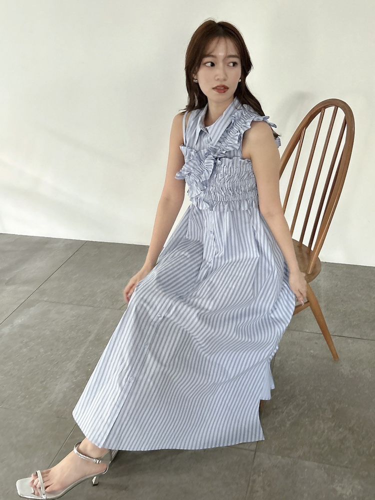 dazzlin Ruffle緊身胸衣襯衫連身裙套裝 2色 [OP284]