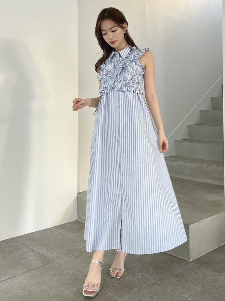 dazzlin Ruffle緊身胸衣襯衫連身裙套裝 2色 [OP284]