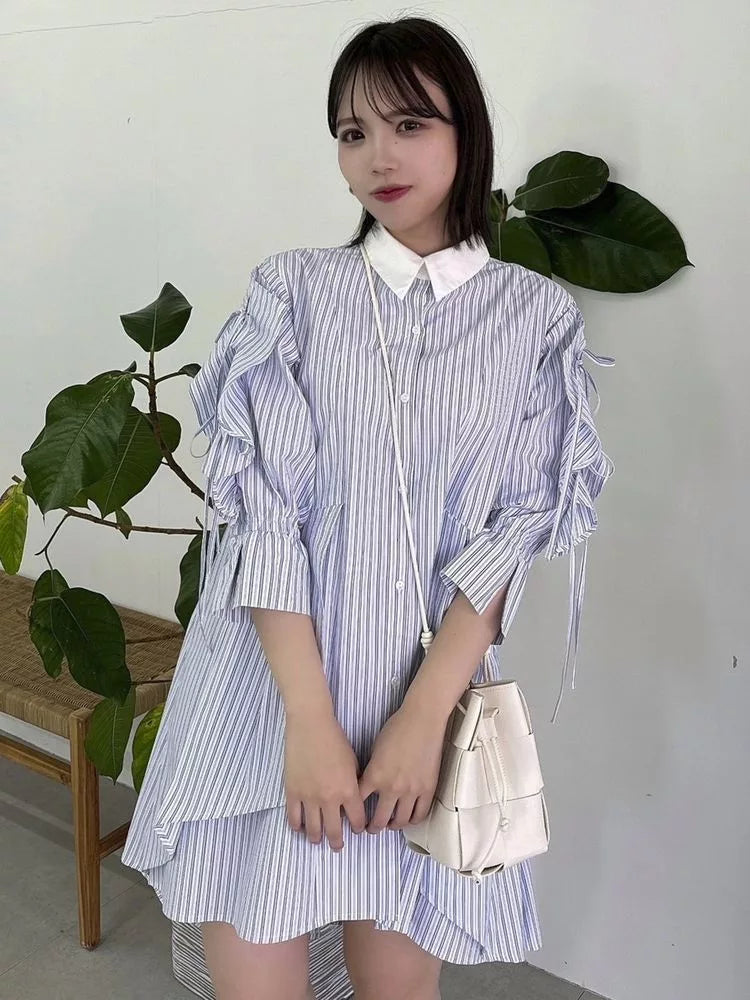 dazzlin 荷葉袖不規則下擺連身裙 [OP324]