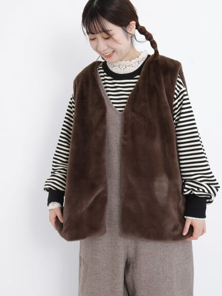 Samansa Mos2 企領大褸x毛毛背心外套 [OT193]