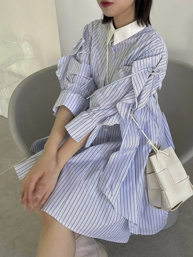 dazzlin 荷葉袖不規則下擺連身裙 [OP324]