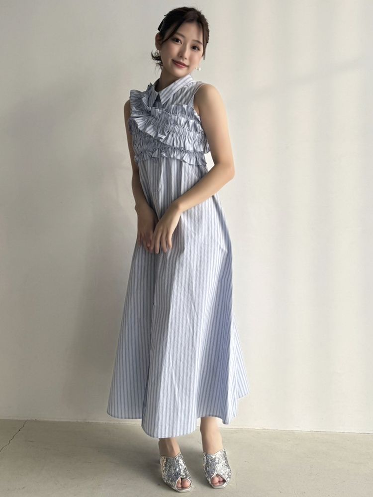 dazzlin Ruffle緊身胸衣襯衫連身裙套裝 2色 [OP284]