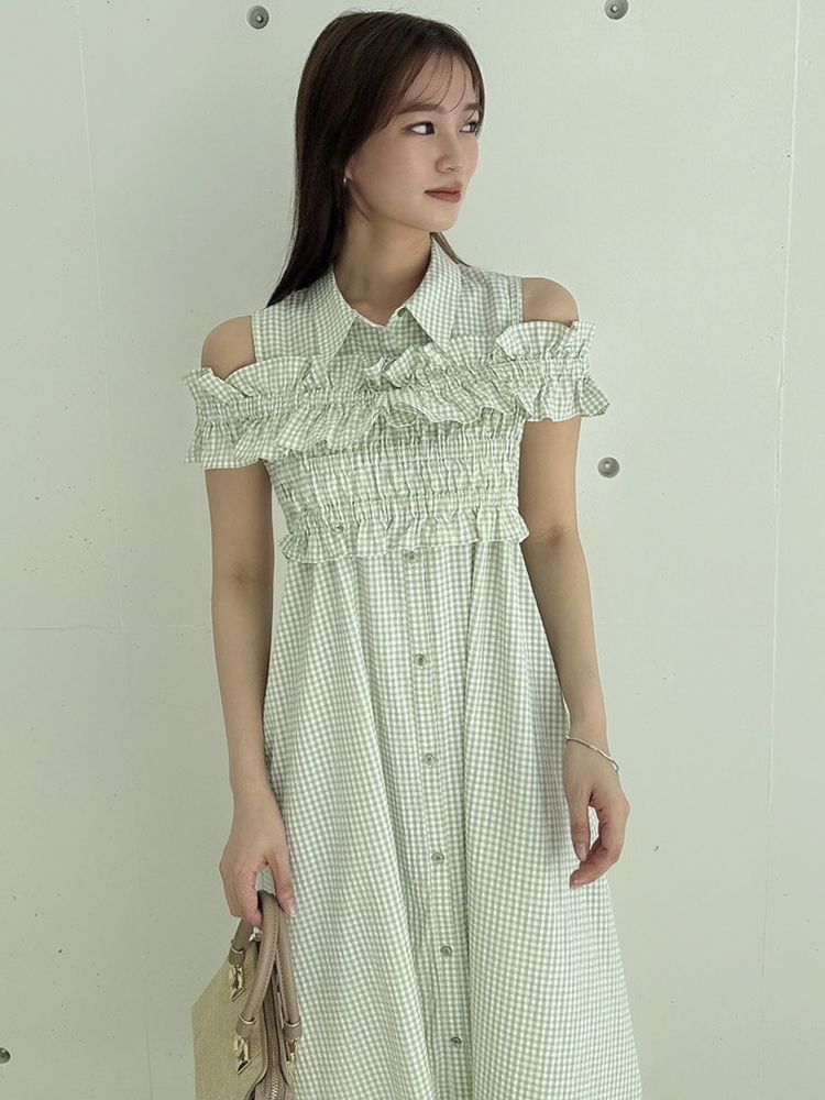 dazzlin Ruffle緊身胸衣襯衫連身裙套裝 2色 [OP284]