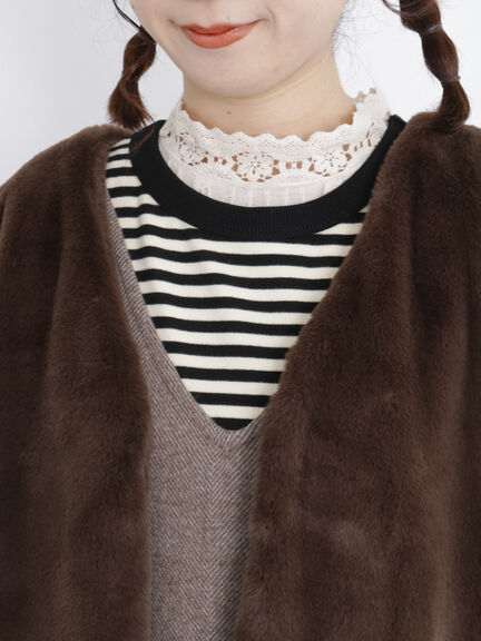 Samansa Mos2 企領大褸x毛毛背心外套 [OT193]