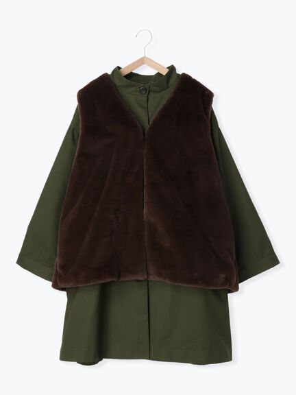 Samansa Mos2 企領大褸x毛毛背心外套 [OT193]