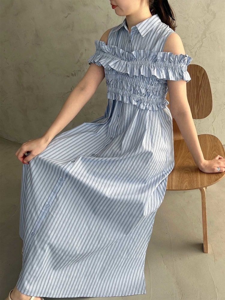 dazzlin Ruffle緊身胸衣襯衫連身裙套裝 2色 [OP284]