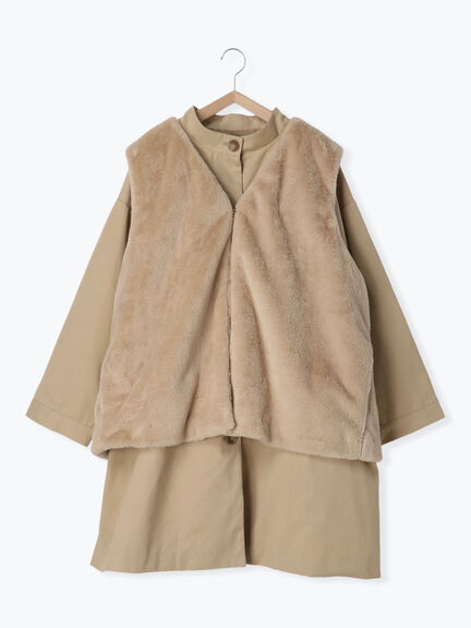 Samansa Mos2 企領大褸x毛毛背心外套 [OT193]