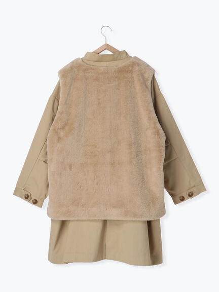 Samansa Mos2 企領大褸x毛毛背心外套 [OT193]