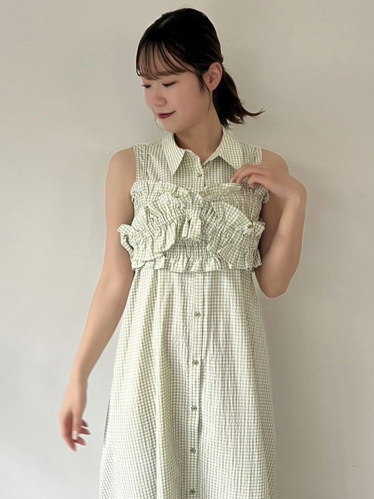 dazzlin Ruffle緊身胸衣襯衫連身裙套裝 2色 [OP284]